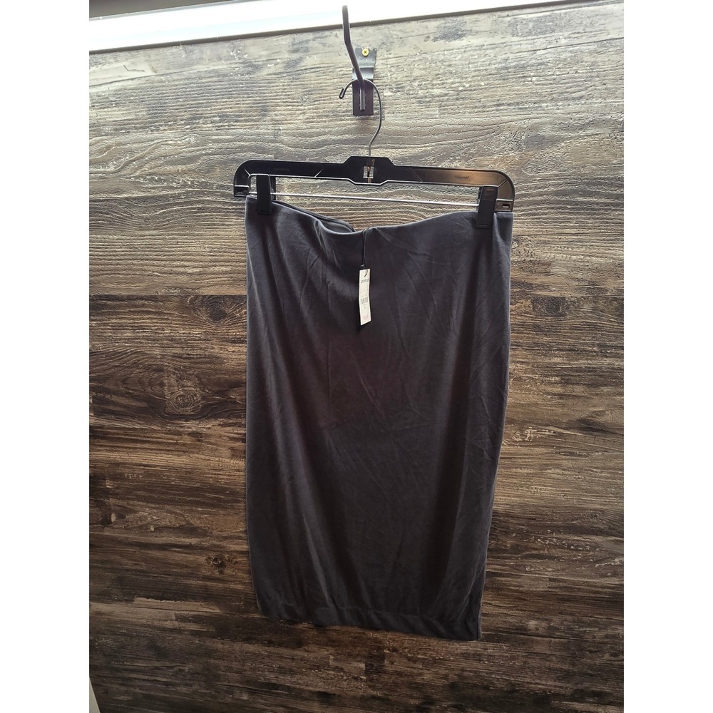 Express Gray‎ Jersey Pencil Skirt Midi Pull On Charcoal Gray 27650275 Size M NEW